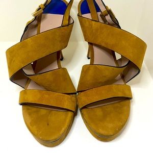Stuart Weitzman Brown Suede Multi-strap Platform Sandals NWOT
